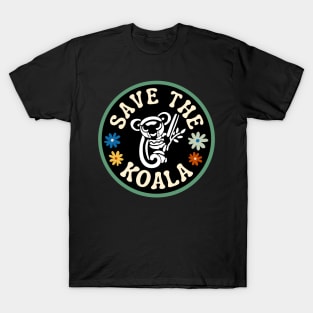 Retro Australian Save The Koalas Day National Koala Day Save Australian Animals Badge T-Shirt